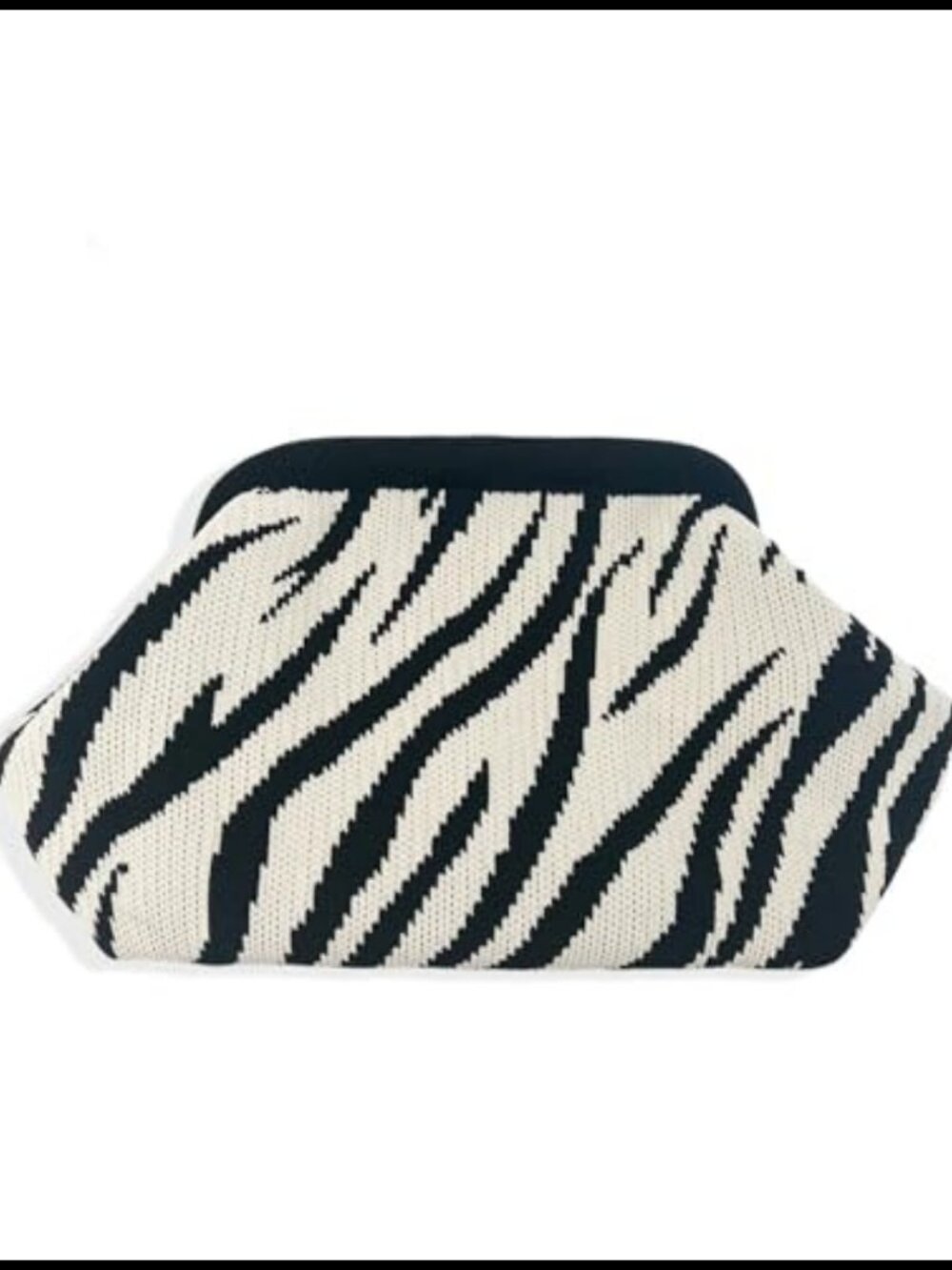 Crochet Clutch Purse Zebra Print Striped Handbag with Detachable Strap